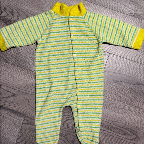 Striped Yellow and Green Kids One Piece - Picture 2 of 4